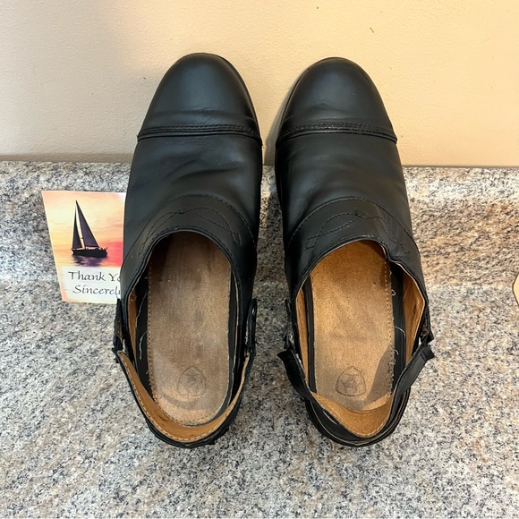 Ariat Sport Mules Heels Black Leather Heel Strap‎ Pointed Toe shoes 8 B (Bin#5) - Picture 8 of 11
